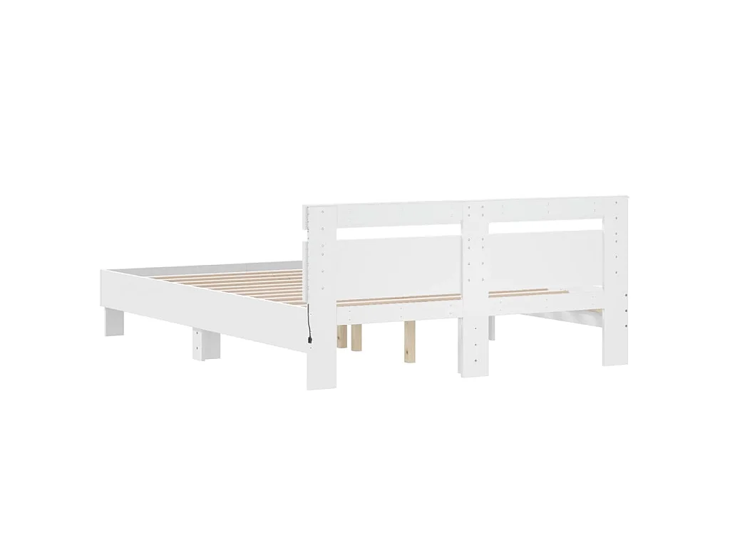Bedframe met hoofdeinde en LED wit 140x190 cm