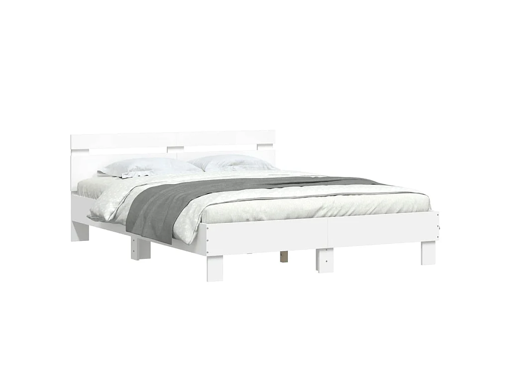 Cadre de lit avec LED sans matelas blanc 140x190 cm