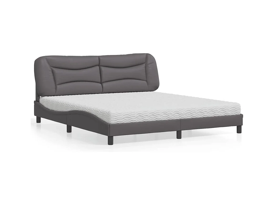 Lit avec matelas gris 180x200 cm similicuir