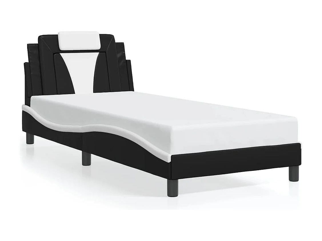 Estrutura de cama Viana com LED sem colchão 90x200 cm preto/branco