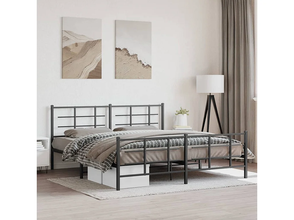 Estrutura de cama sem colchão com pés 180x200 cm preto