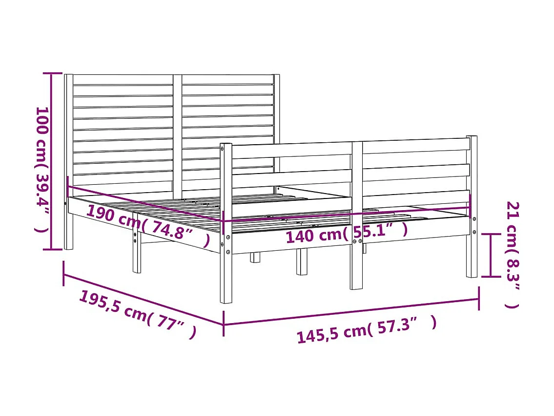 Giroletto con Testiera 140x190 cm in Legno Massello