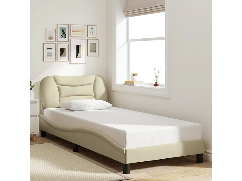 Bettgestell ohne Matratze "Hvar" Creme 90x190 cm Stoff