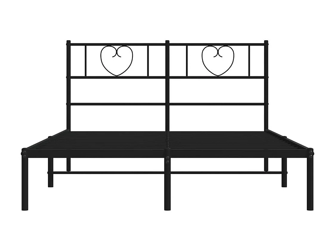 Cadre de lit métal sans matelas avec tête de lit noir 120x190cm