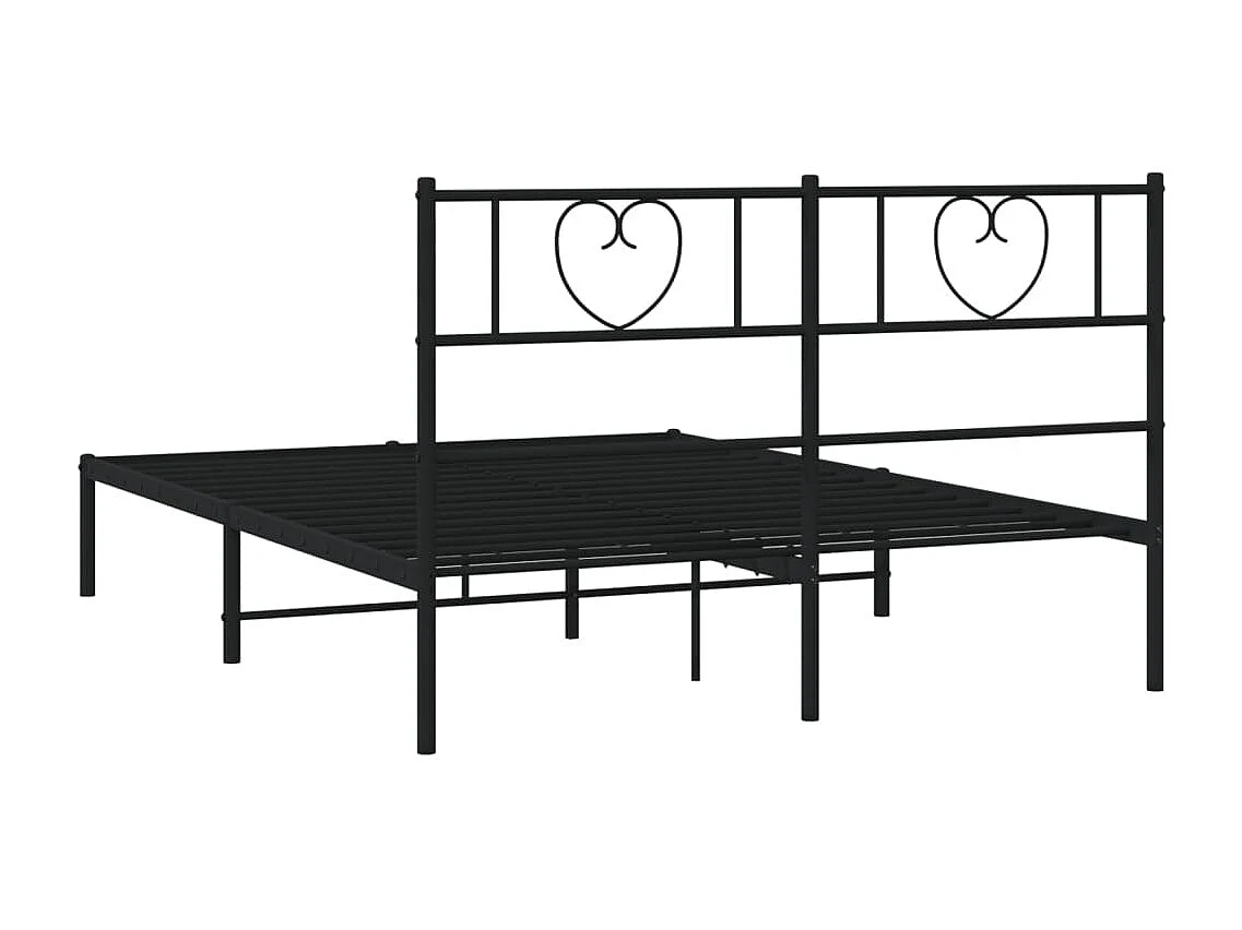 Cadre de lit métal sans matelas avec tête de lit noir 120x190cm