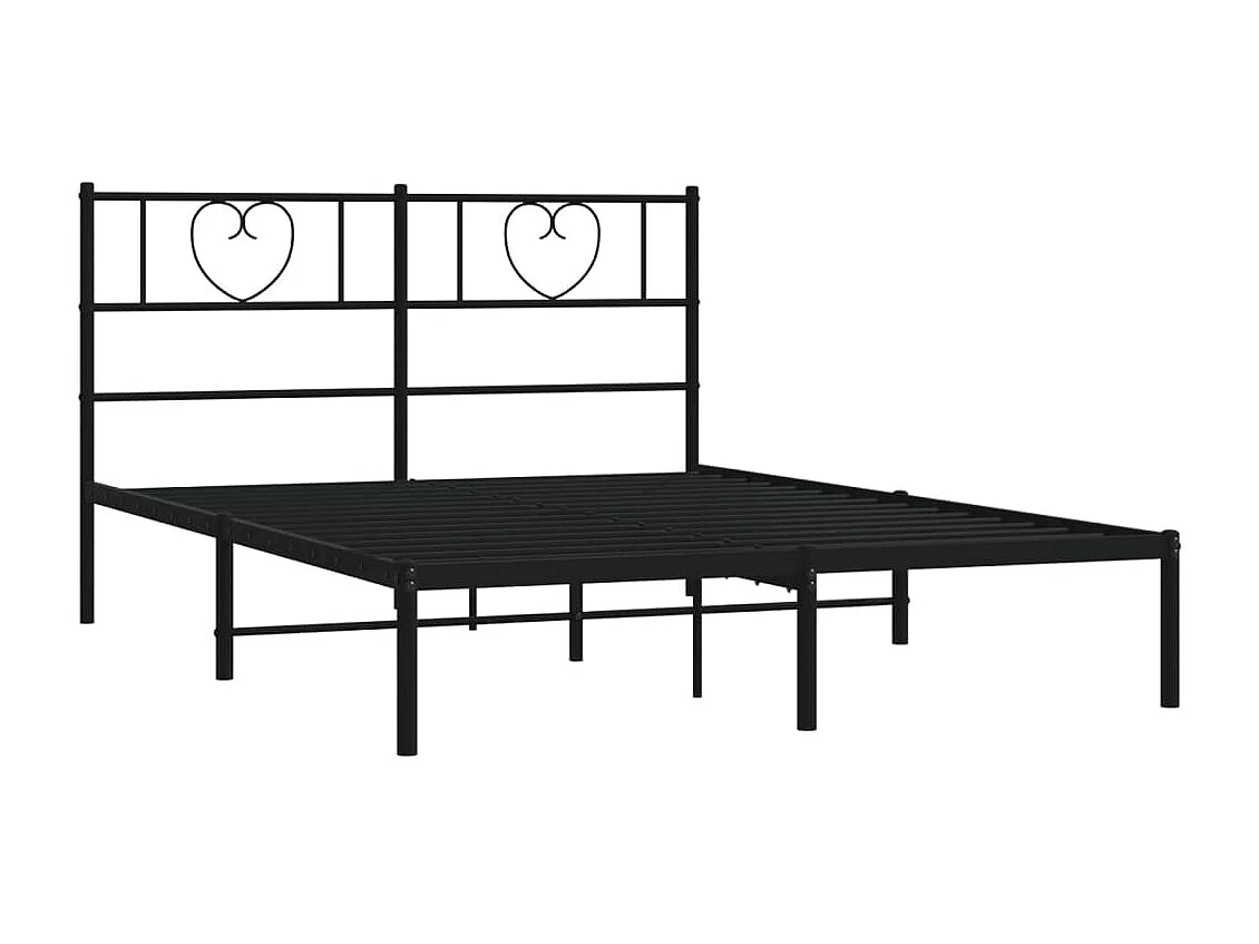 Bedframe met hoofdbord metaal zwart 120x190 cm