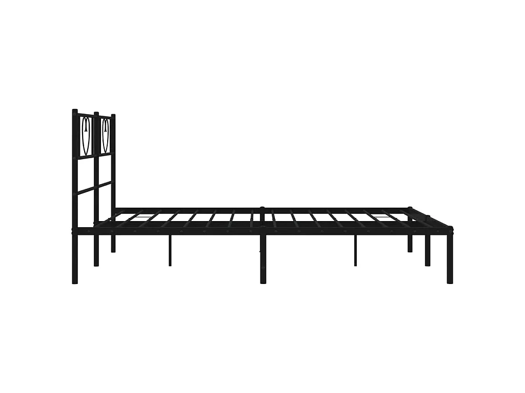 Cadre de lit métal sans matelas avec tête de lit noir 120x190cm