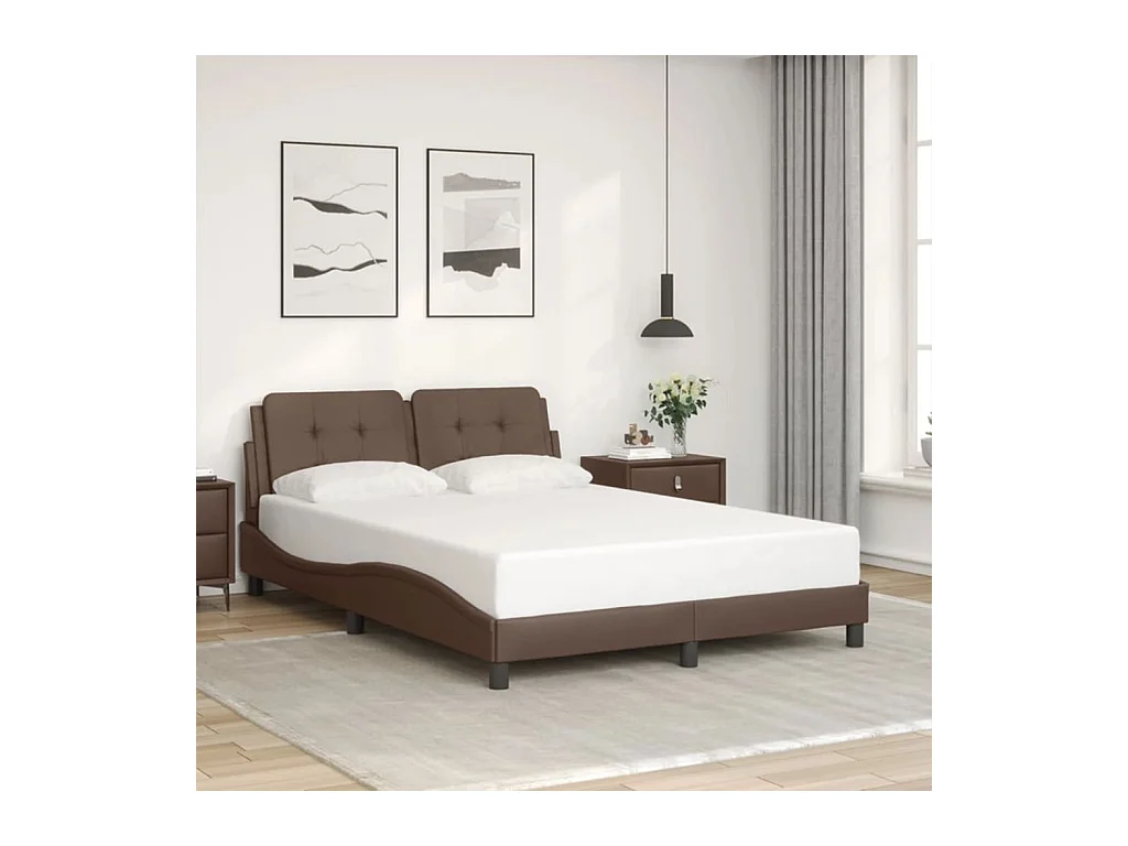 Giroletto con Testiera Marrone 140x190 cm in Similpelle