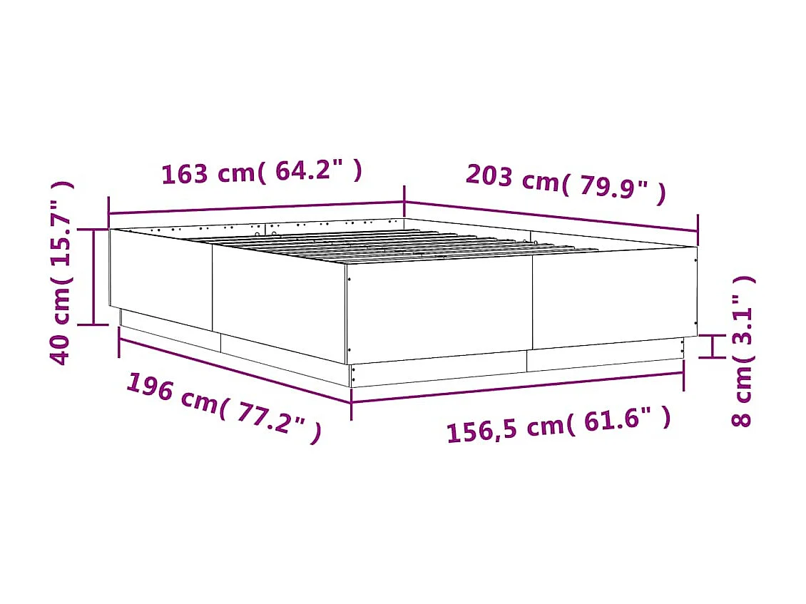 Bedframe bewerkt hout wit 160x200 cm