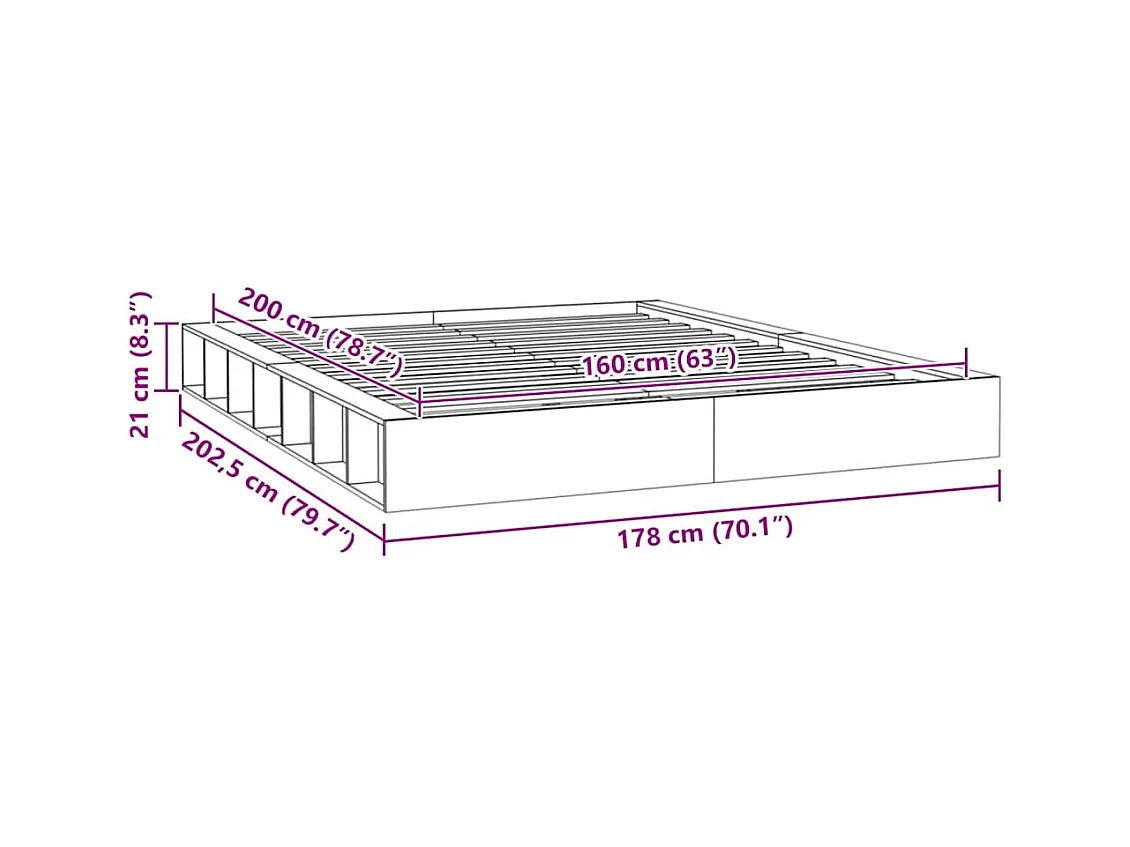 Bedframe massief hout 160x200 cm
