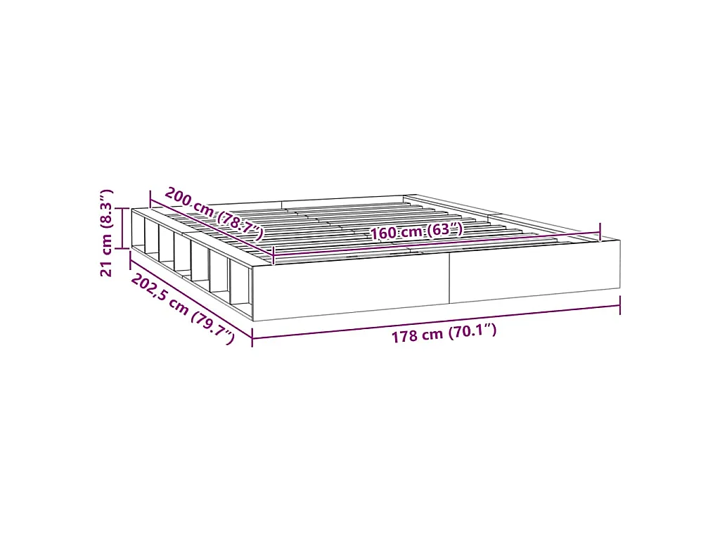 Giroletto 160x200 cm in Legno Massello