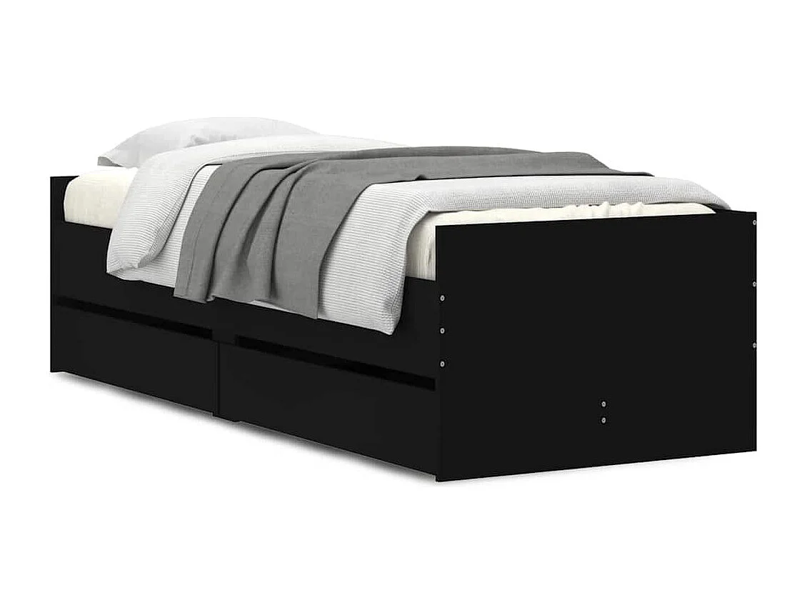 Bettgestell mit Schubladen Schwarz 90x190 cm
