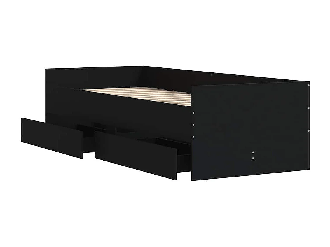 Bettgestell mit Schubladen Schwarz 90x190 cm