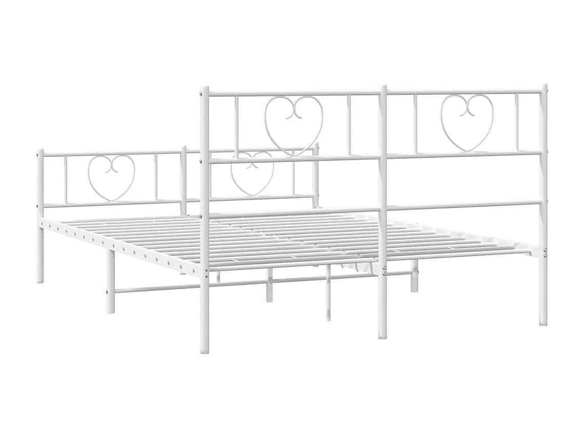 Cadre de lit métal sans matelas et pied de lit blanc 120x200 cm