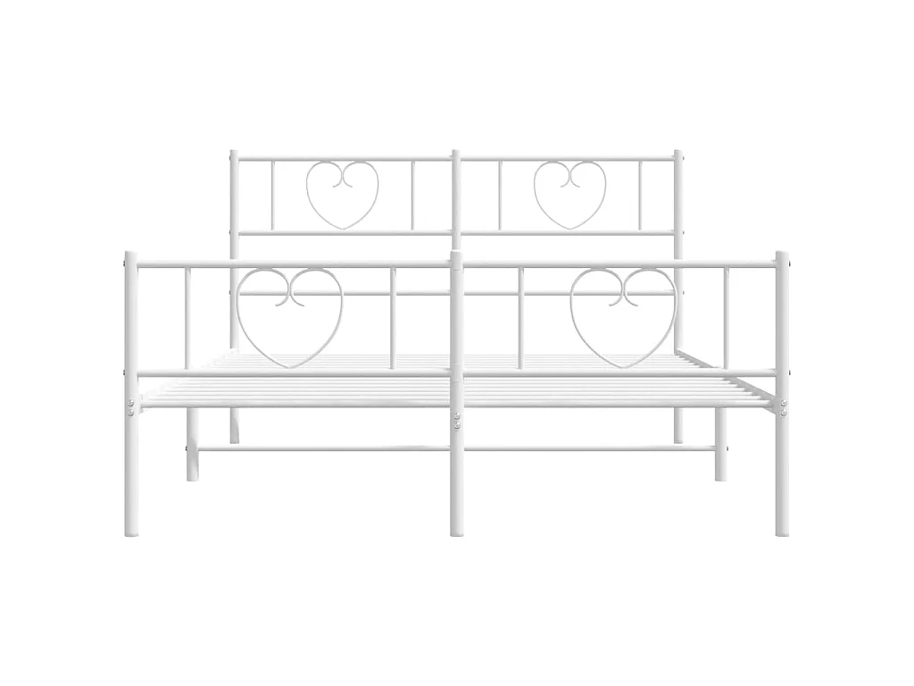 Cadre de lit métal sans matelas et pied de lit blanc 120x200 cm