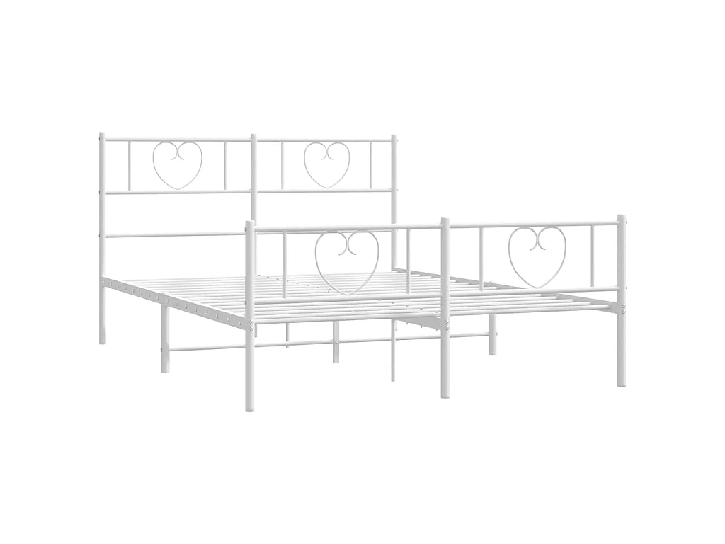 Cadre de lit métal sans matelas et pied de lit blanc 120x200 cm
