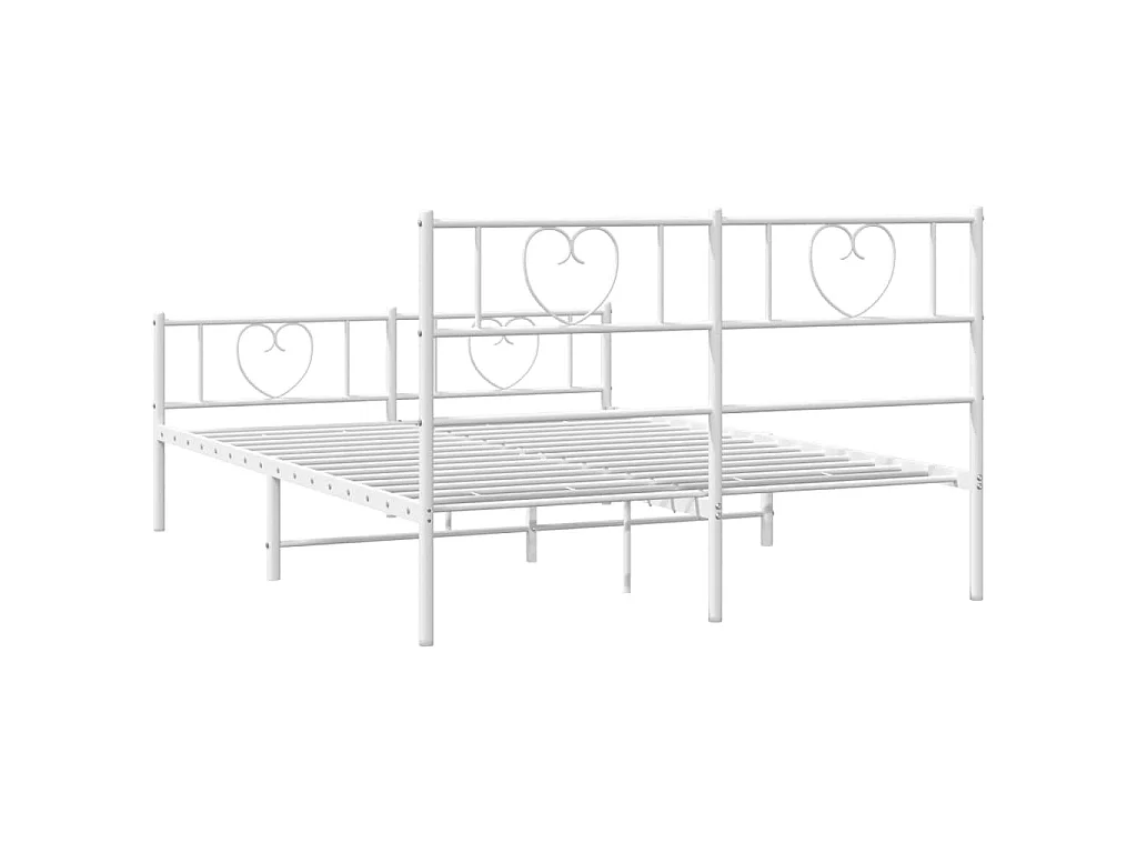 Cadre de lit métal sans matelas et pied de lit blanc 120x200 cm