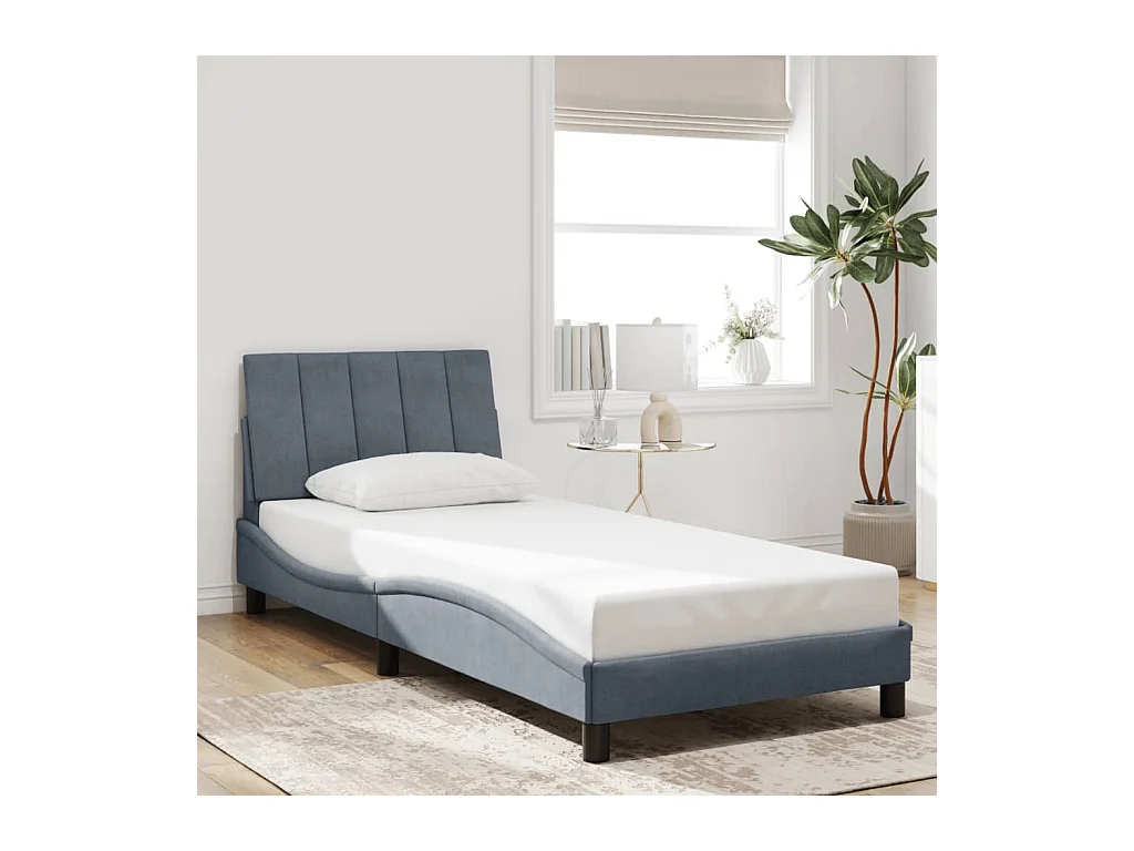 Cadre de lit sans matelas gris foncé 90x200 cm velours