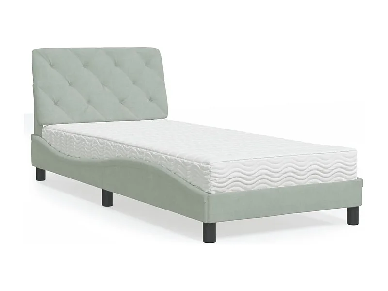 Lit avec matelas gris clair 80x200 cm velours