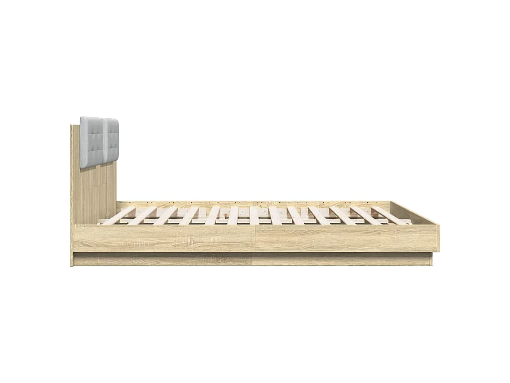 Bettgestell mit Kopfteil & LED-Leuchten Sonoma-Eiche 180x200 cm