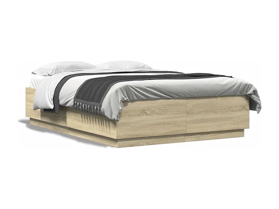 Bettgestell mit LED Sonoma-Eiche 140x200 cm Holzwerkstoff