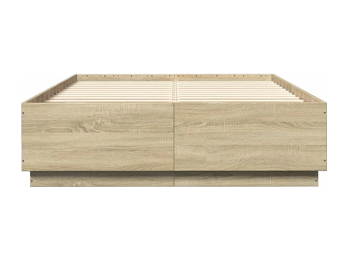 Bettgestell mit LED Sonoma-Eiche 140x200 cm Holzwerkstoff