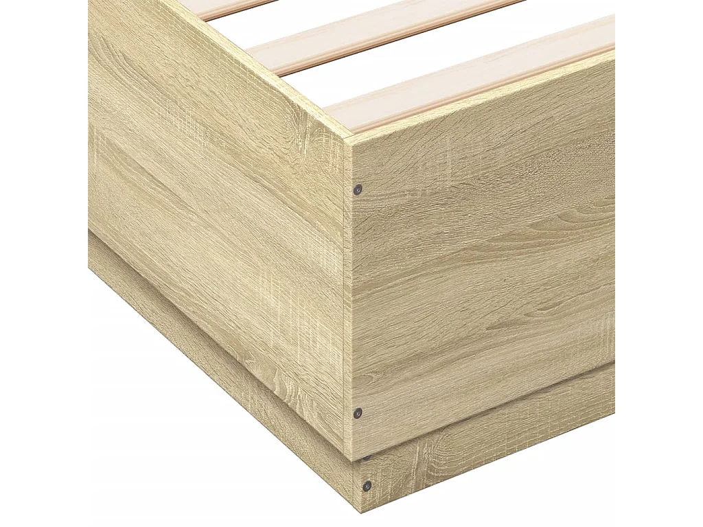 Bettgestell mit LED Sonoma-Eiche 140x200 cm Holzwerkstoff
