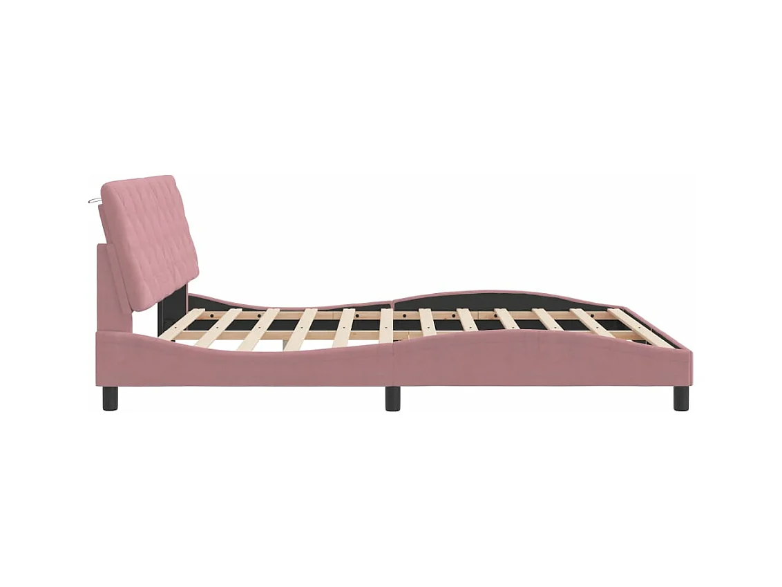 Cadre de lit avec LED sans matelas rose 180x200 cm velours