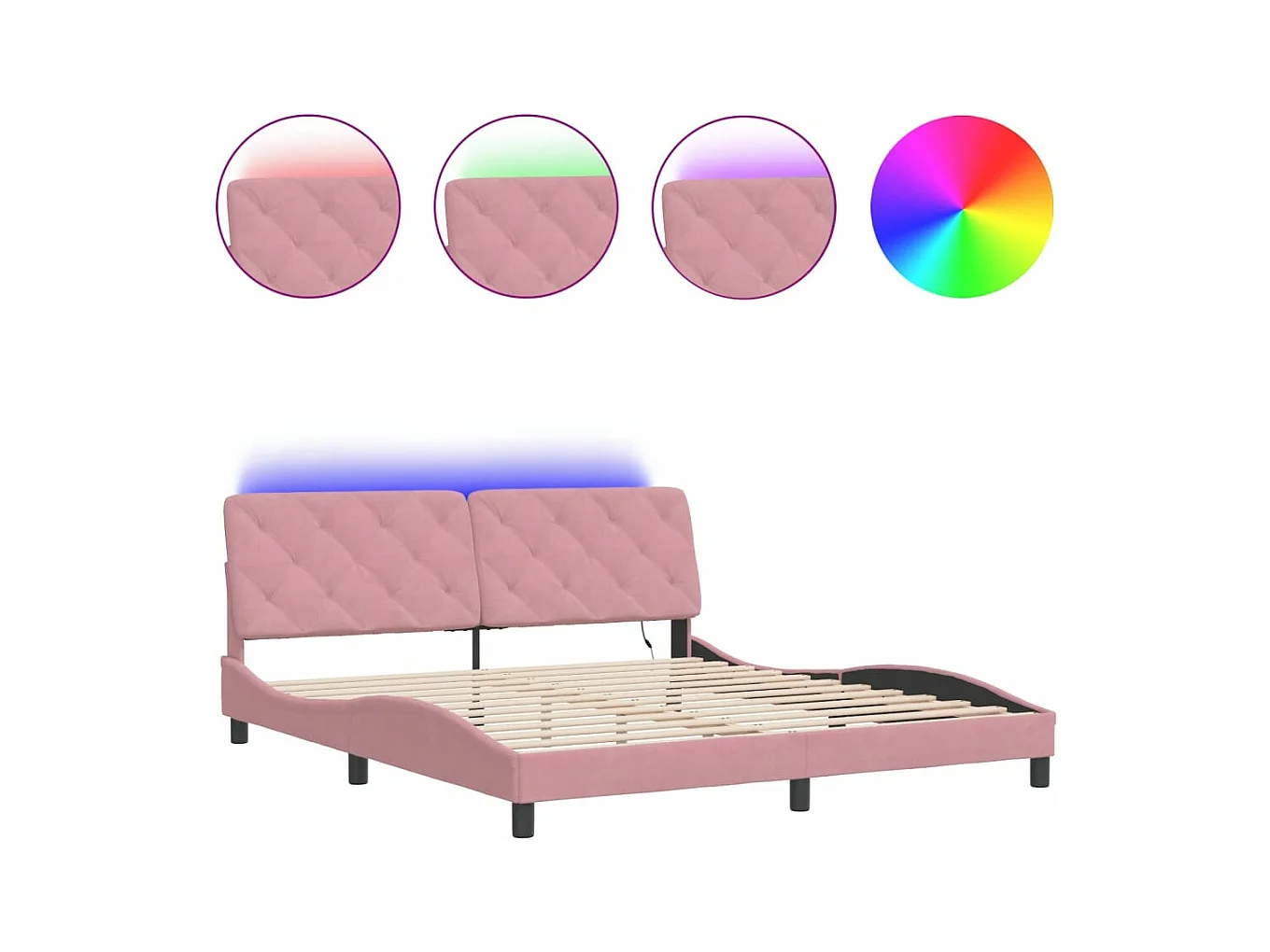 Giroletto con Luci LED Rosa 180x200 cm in Velluto