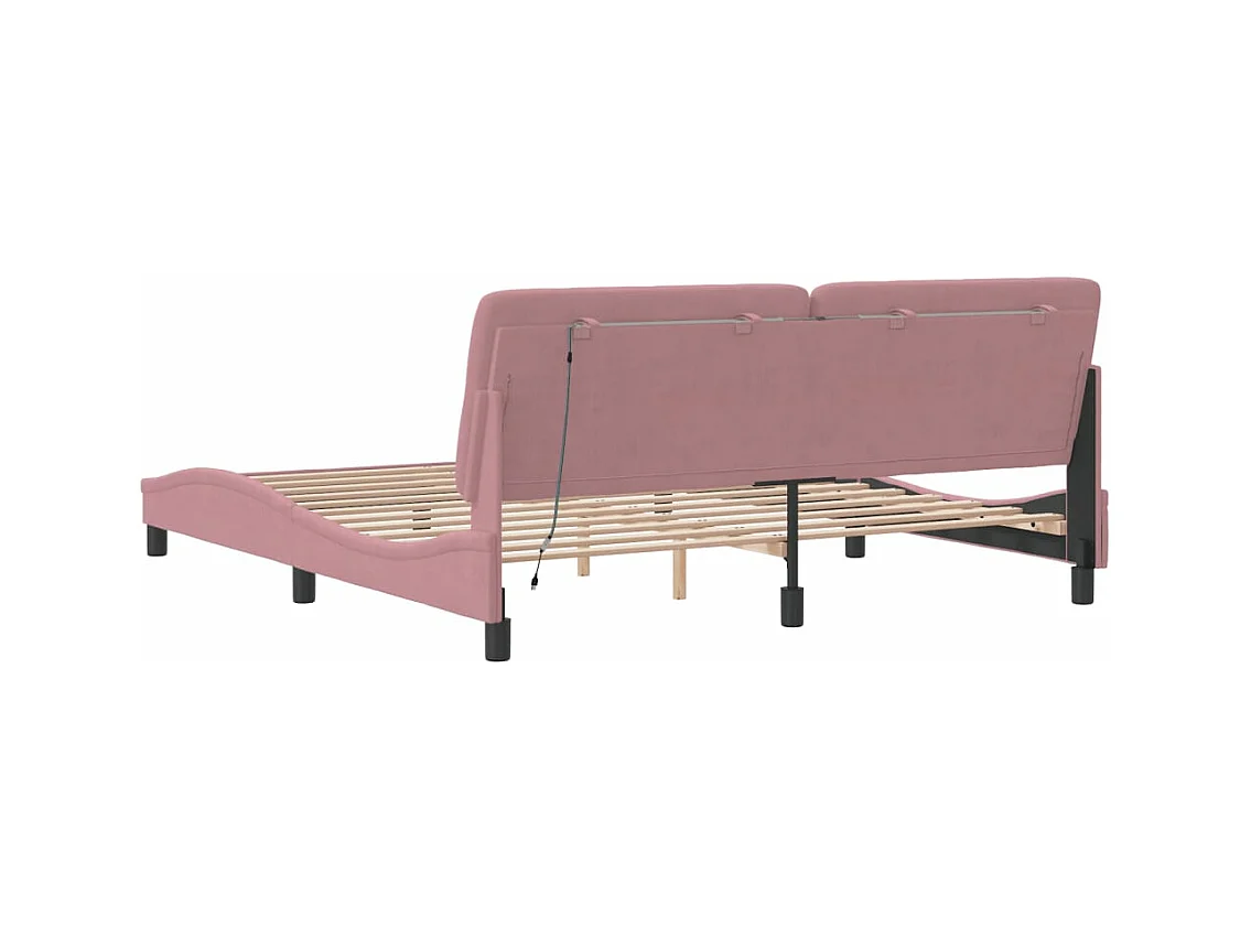 Giroletto con Luci LED Rosa 180x200 cm in Velluto