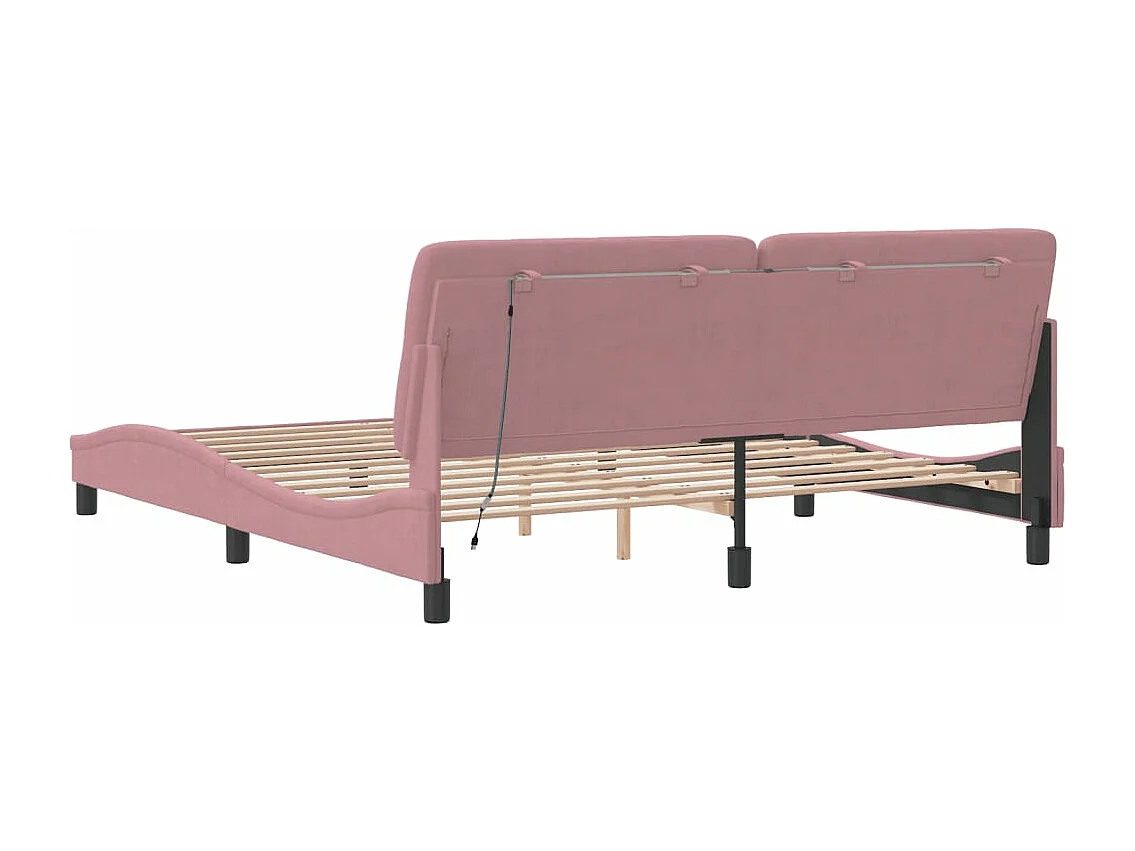 Cadre de lit avec LED sans matelas rose 180x200 cm velours