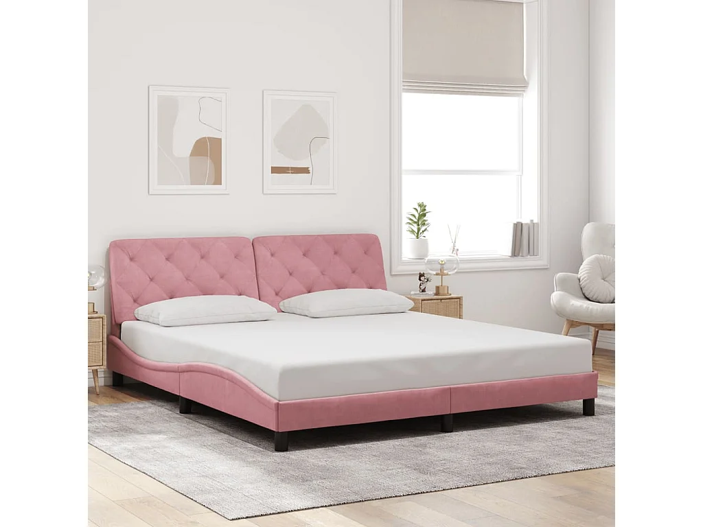 Giroletto con LED senza Materasso Rosa 180x200 cm in Velluto
