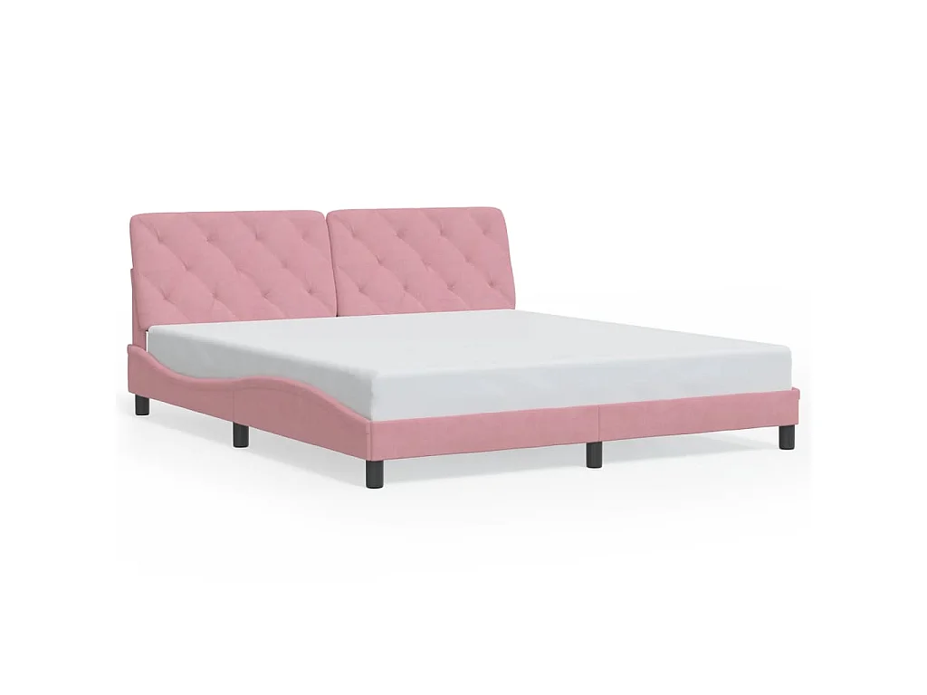 Giroletto con LED senza Materasso Rosa 180x200 cm in Velluto