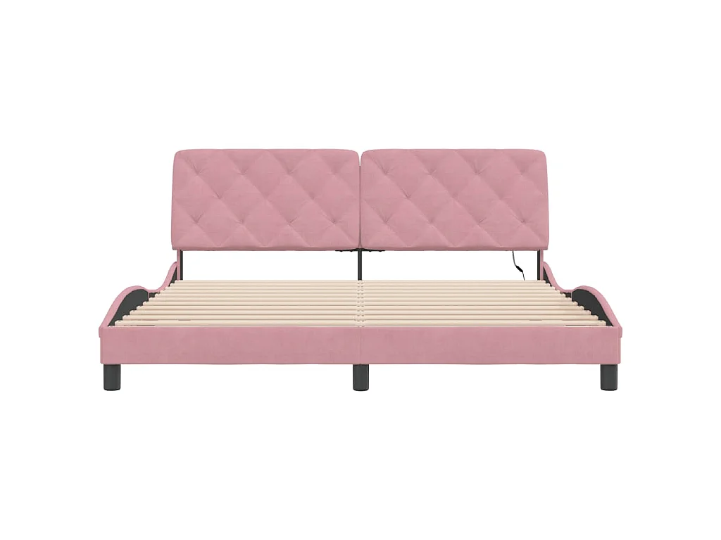 Giroletto con LED senza Materasso Rosa 180x200 cm in Velluto