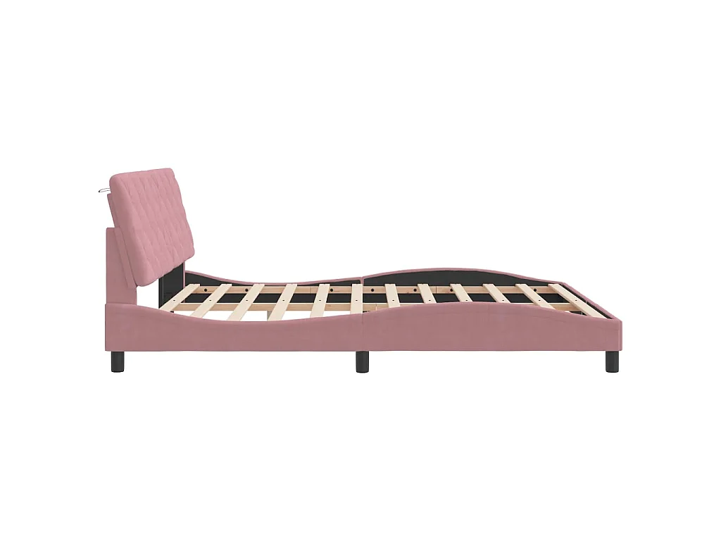 Giroletto con LED senza Materasso Rosa 180x200 cm in Velluto