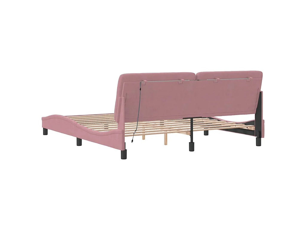 Giroletto con LED senza Materasso Rosa 180x200 cm in Velluto