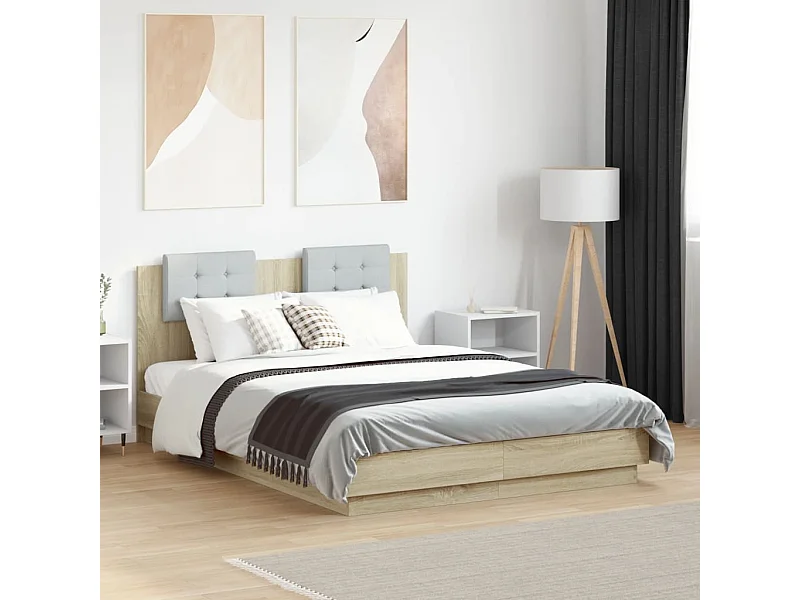 Bedframe met hoofdeinde bewerkt hout sonoma eiken 120x190 cm