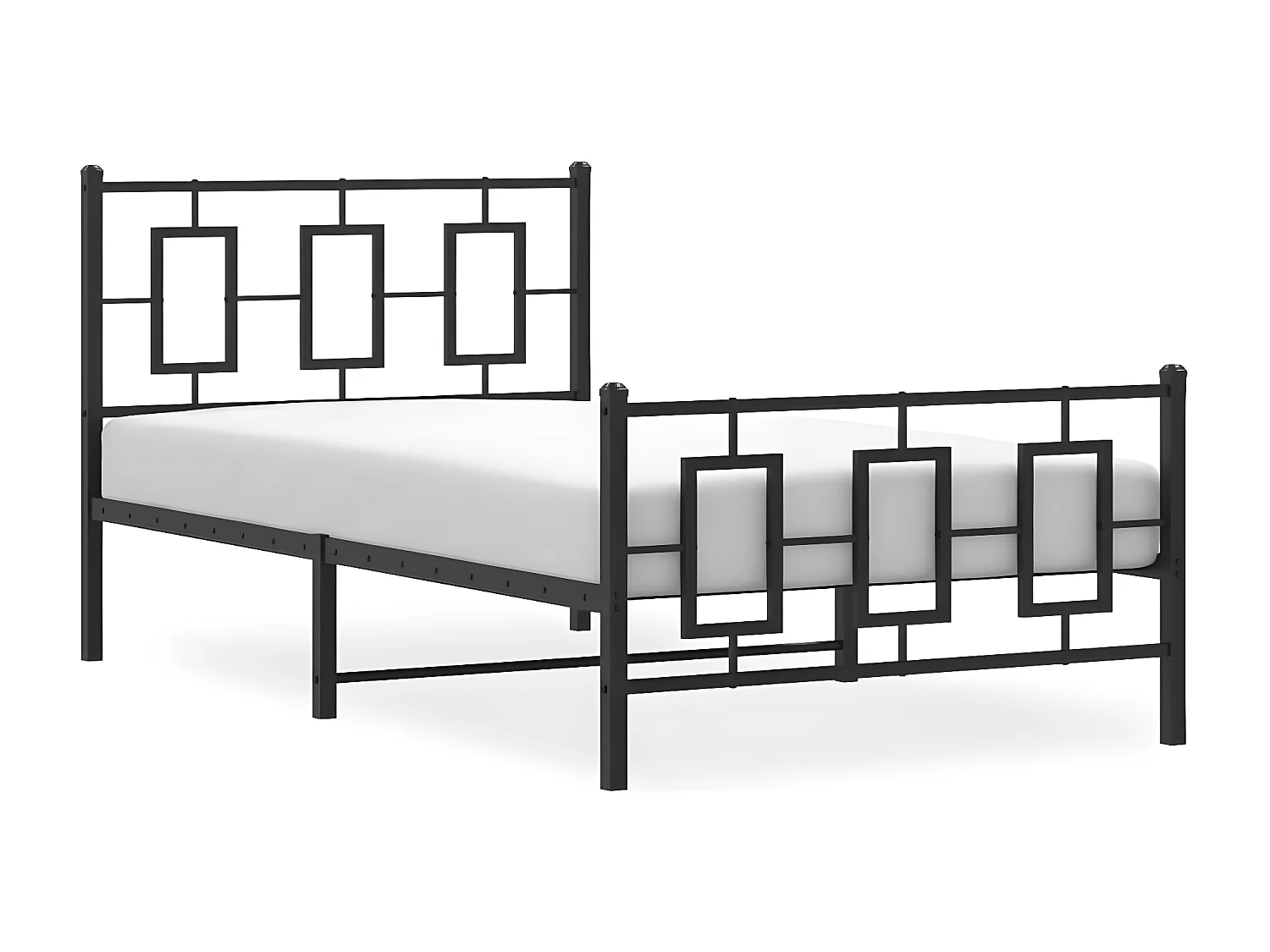 Cadre de lit métal sans matelas et pied de lit noir 100x200 cm