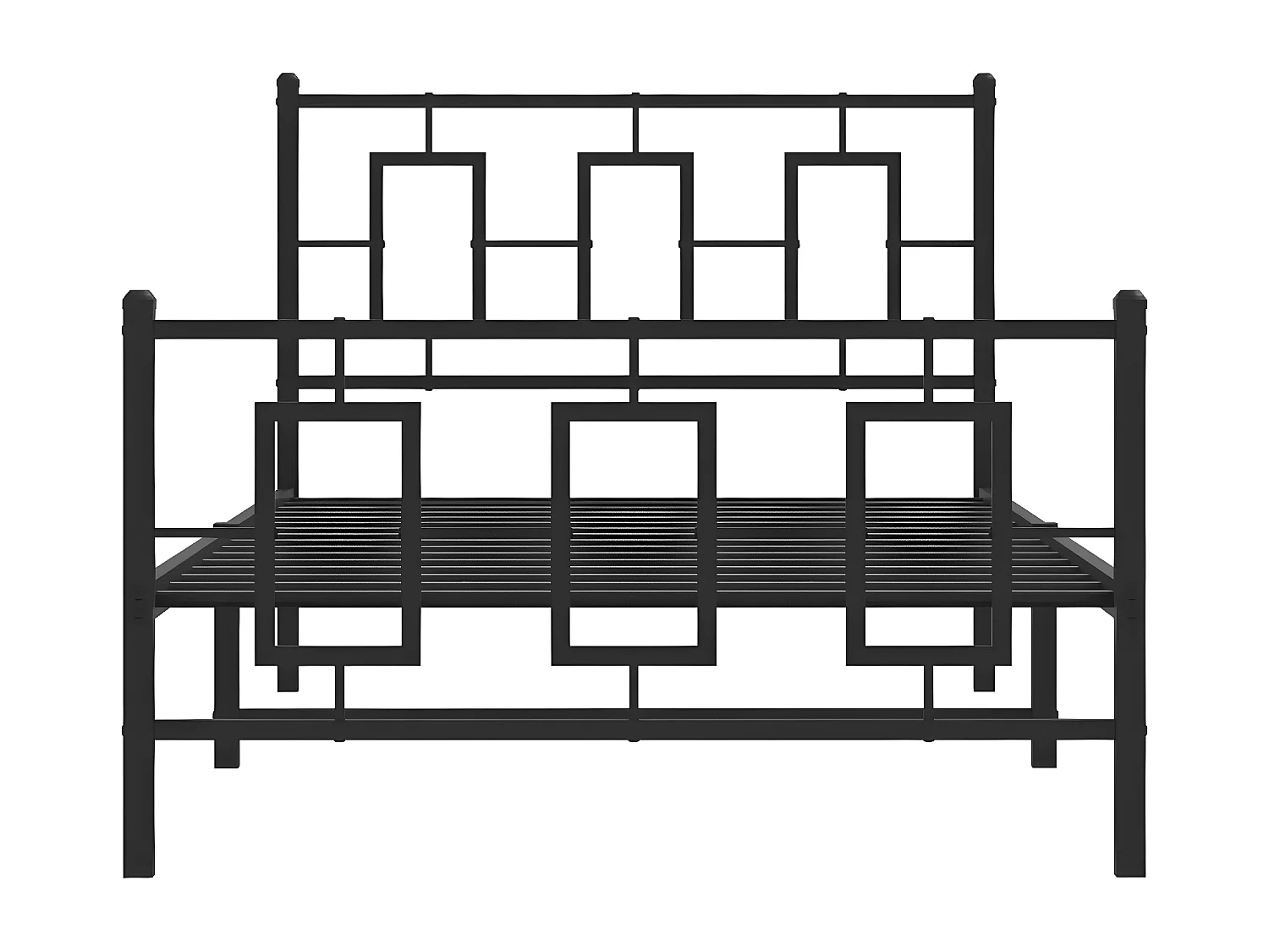 Cadre de lit métal sans matelas et pied de lit noir 100x200 cm
