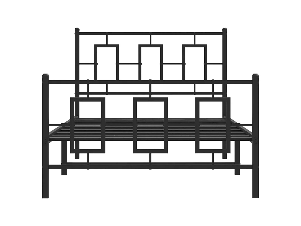 Cadre de lit métal sans matelas et pied de lit noir 100x200 cm