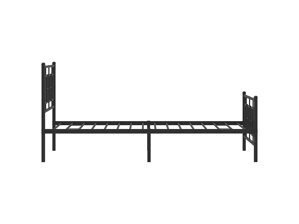 Cadre de lit métal sans matelas et pied de lit noir 100x200 cm