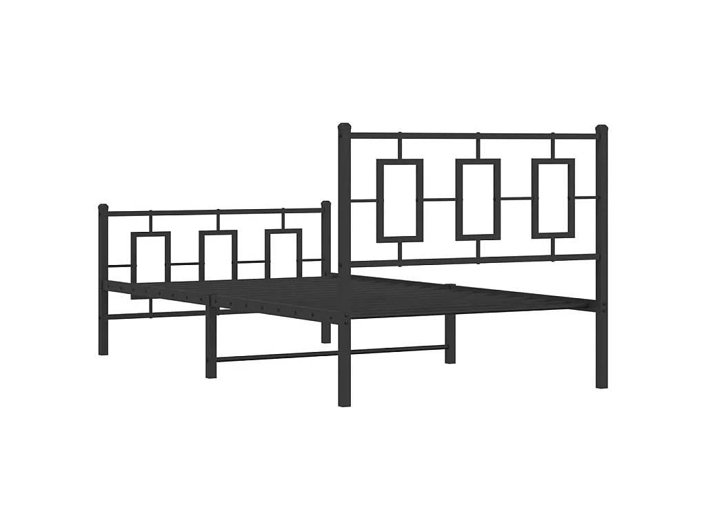 Cadre de lit métal sans matelas et pied de lit noir 100x200 cm
