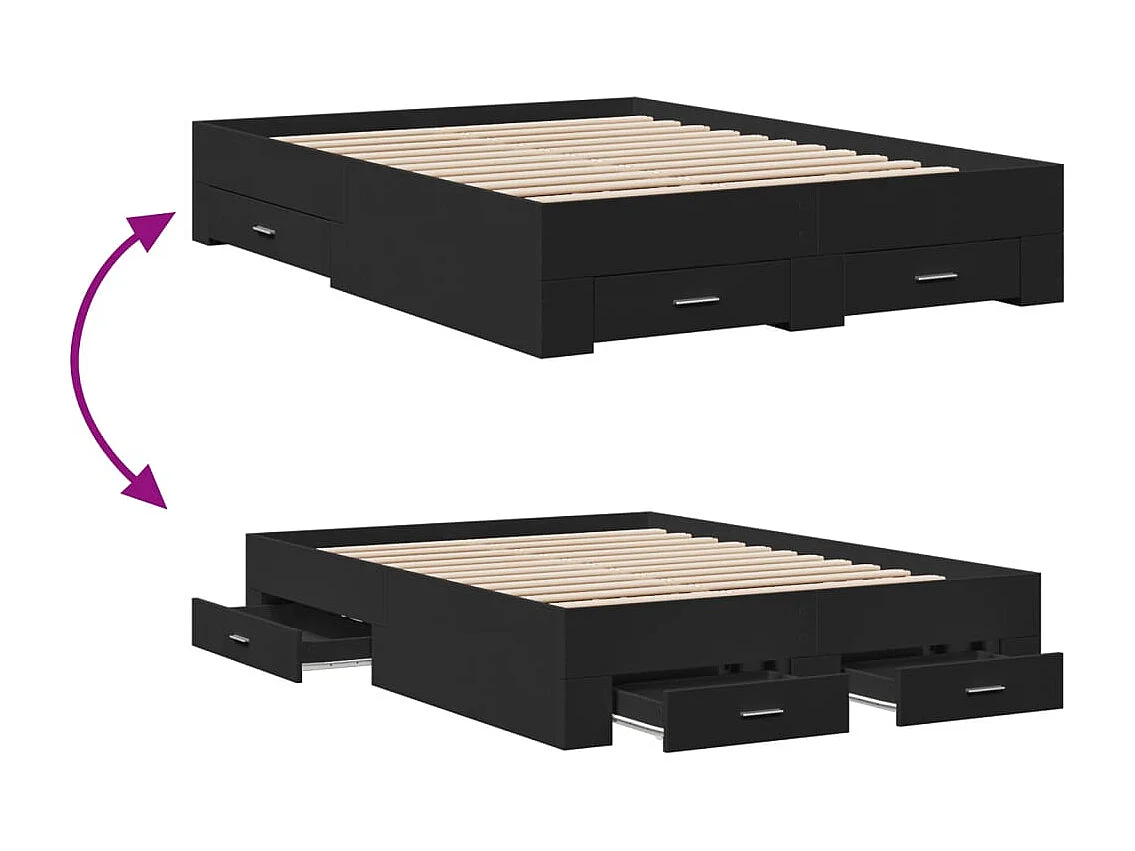 Cama con cajones madera de ingeniería negro 120x200 cm
