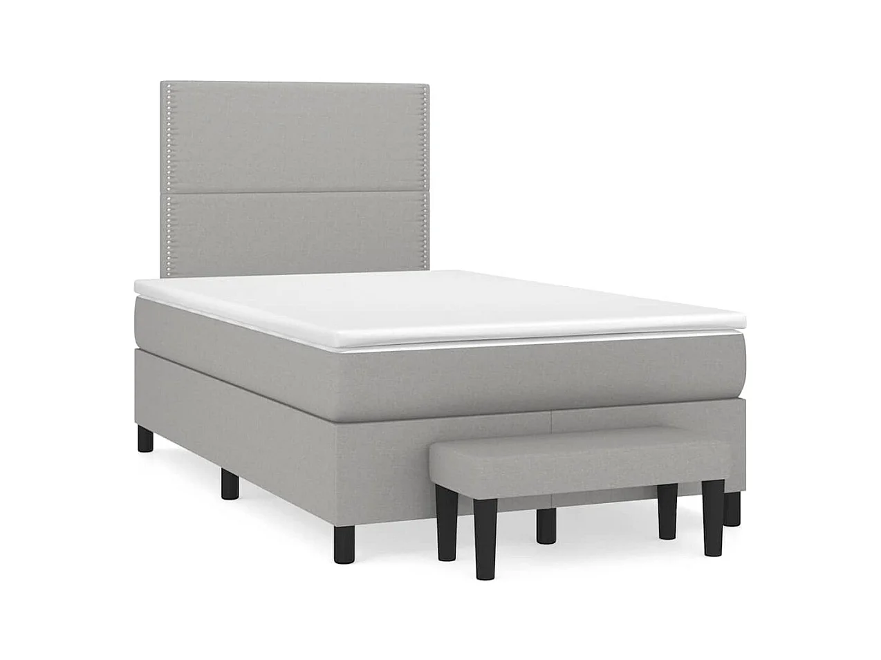 Sommier à lattes de lit et matelas gris clair 120x190 cm tissu