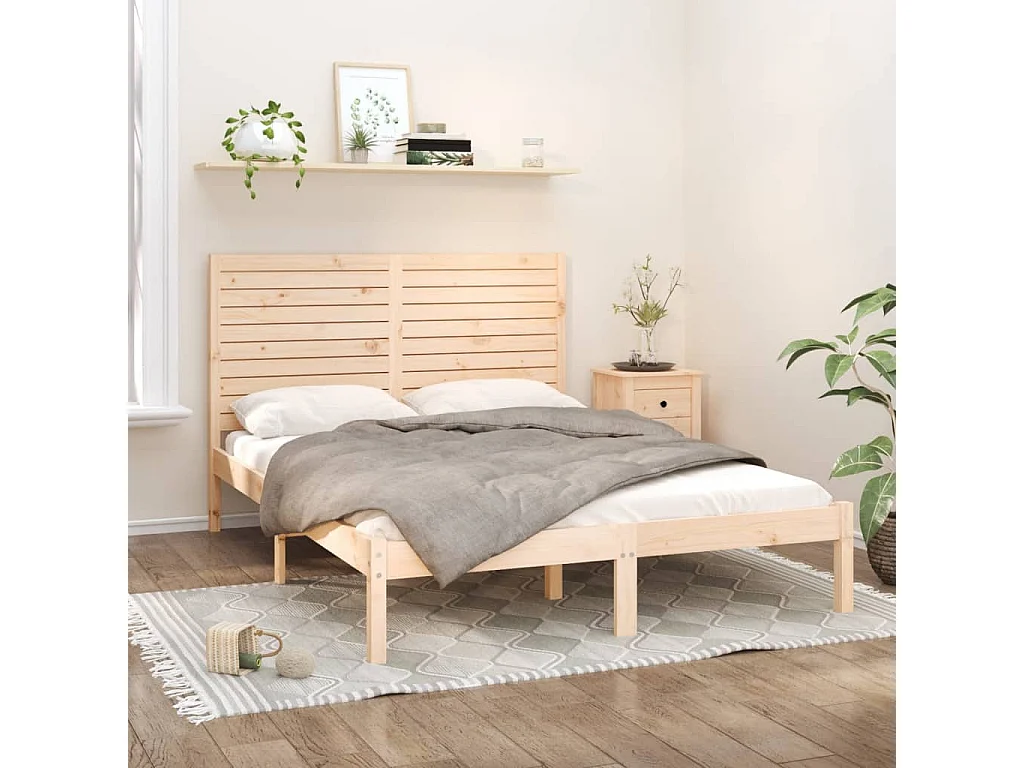 Estructura de cama de madera maciza 140x200 cm