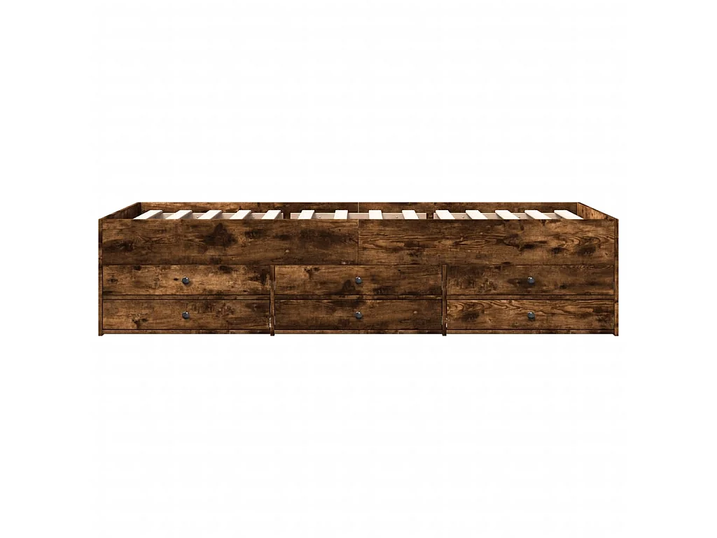 Lit de jour avec tiroirs sans matelas chêne fumé 90x200 cm