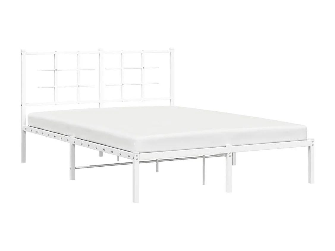 Bedframe met hoofdbord metaal wit 140x200 cm