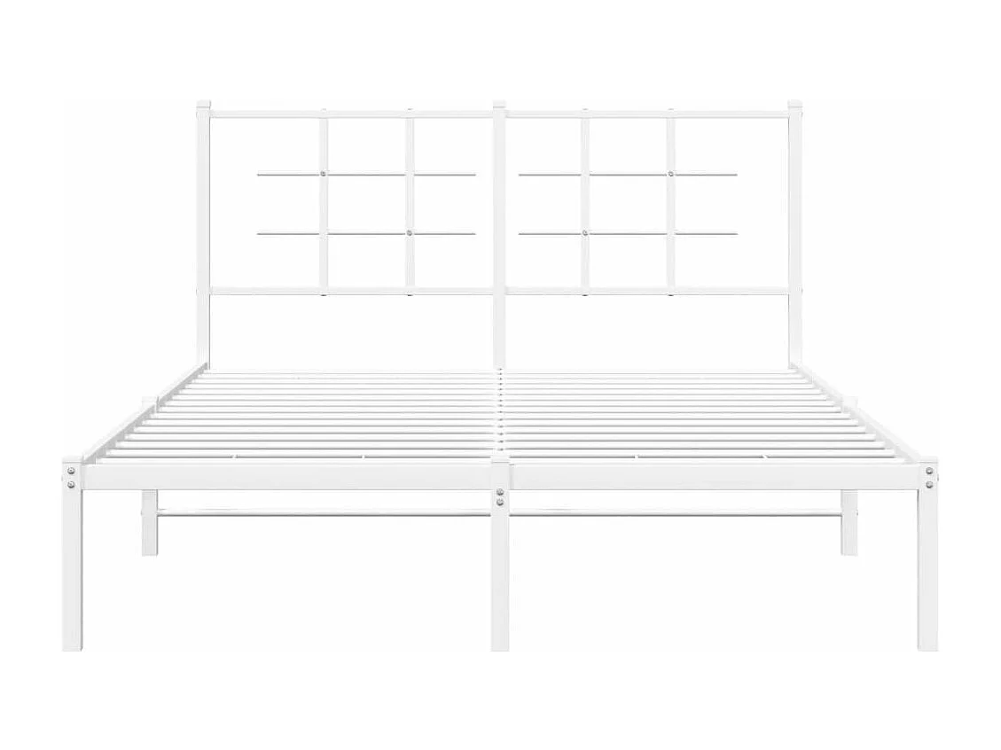 Cadre de lit métal sans matelas et tête de lit blanc 140x200 cm