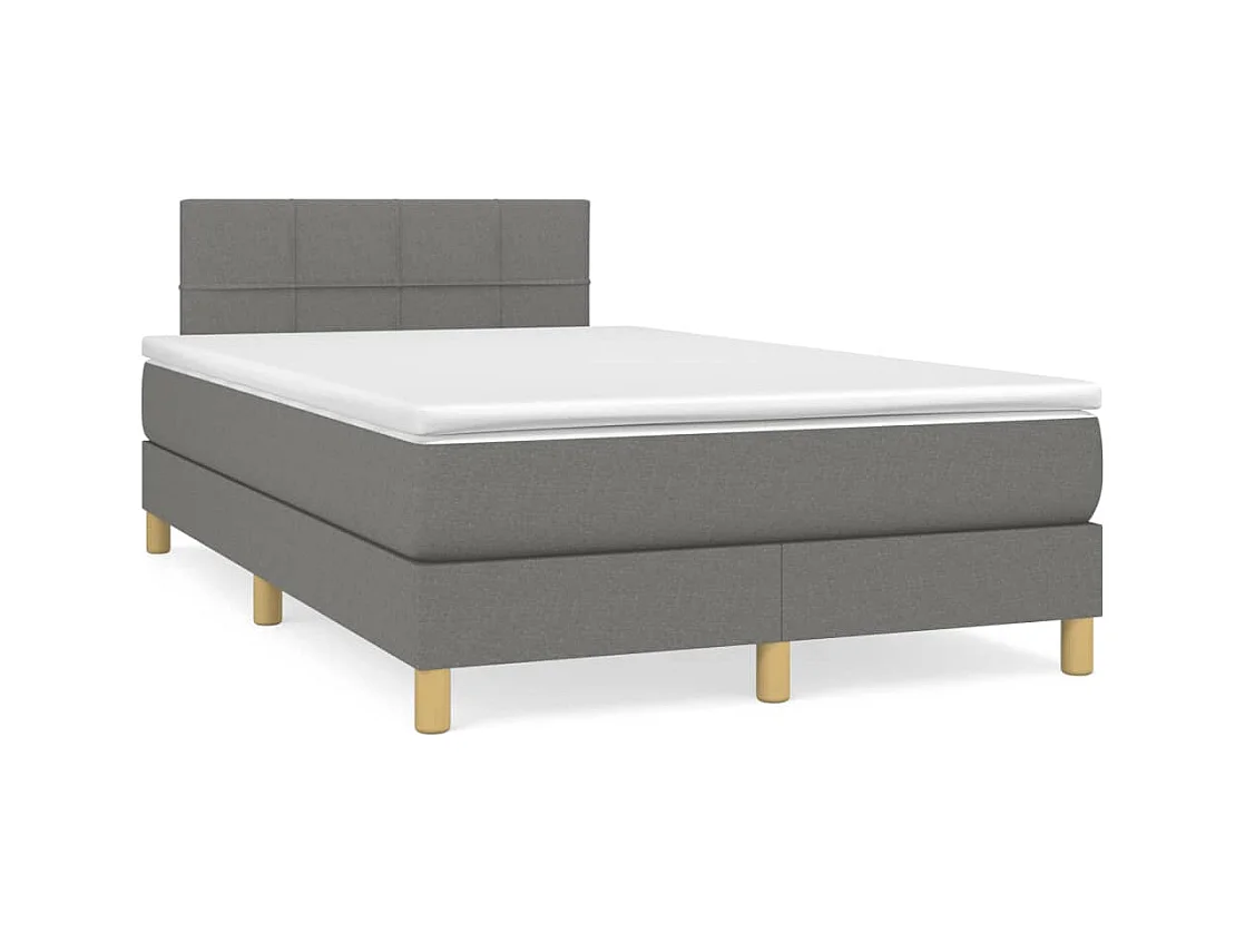 Sommier à lattes de lit avec matelas gris foncé 120x190cm tissu