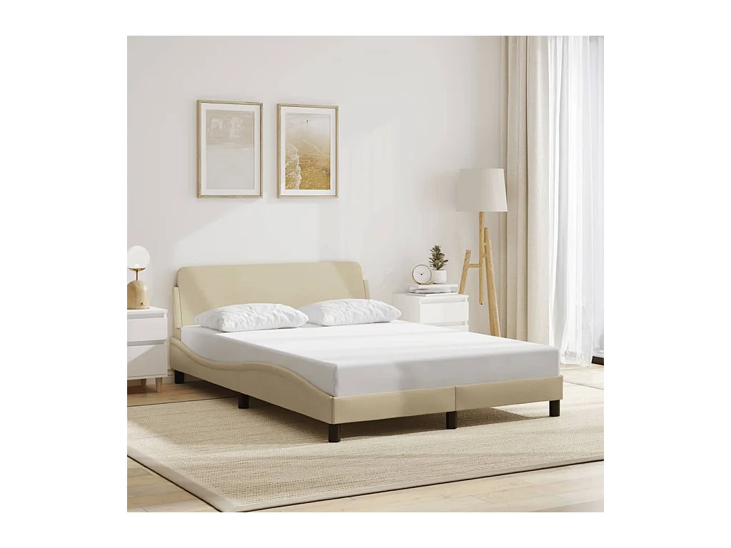 Cadre de lit sans matelas crème 120x200 cm tissu